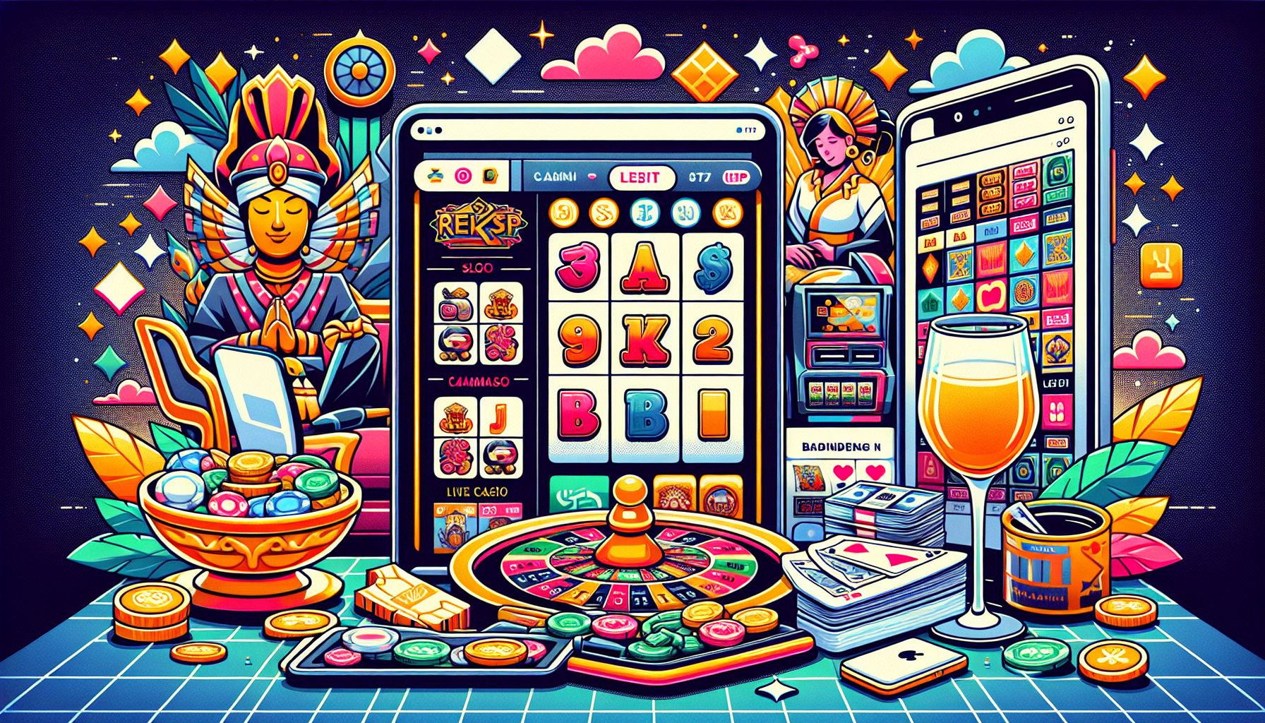 Wide visual of a mobile casino lobby interface with slot tiles and live dealer categories, ZK9vip branding