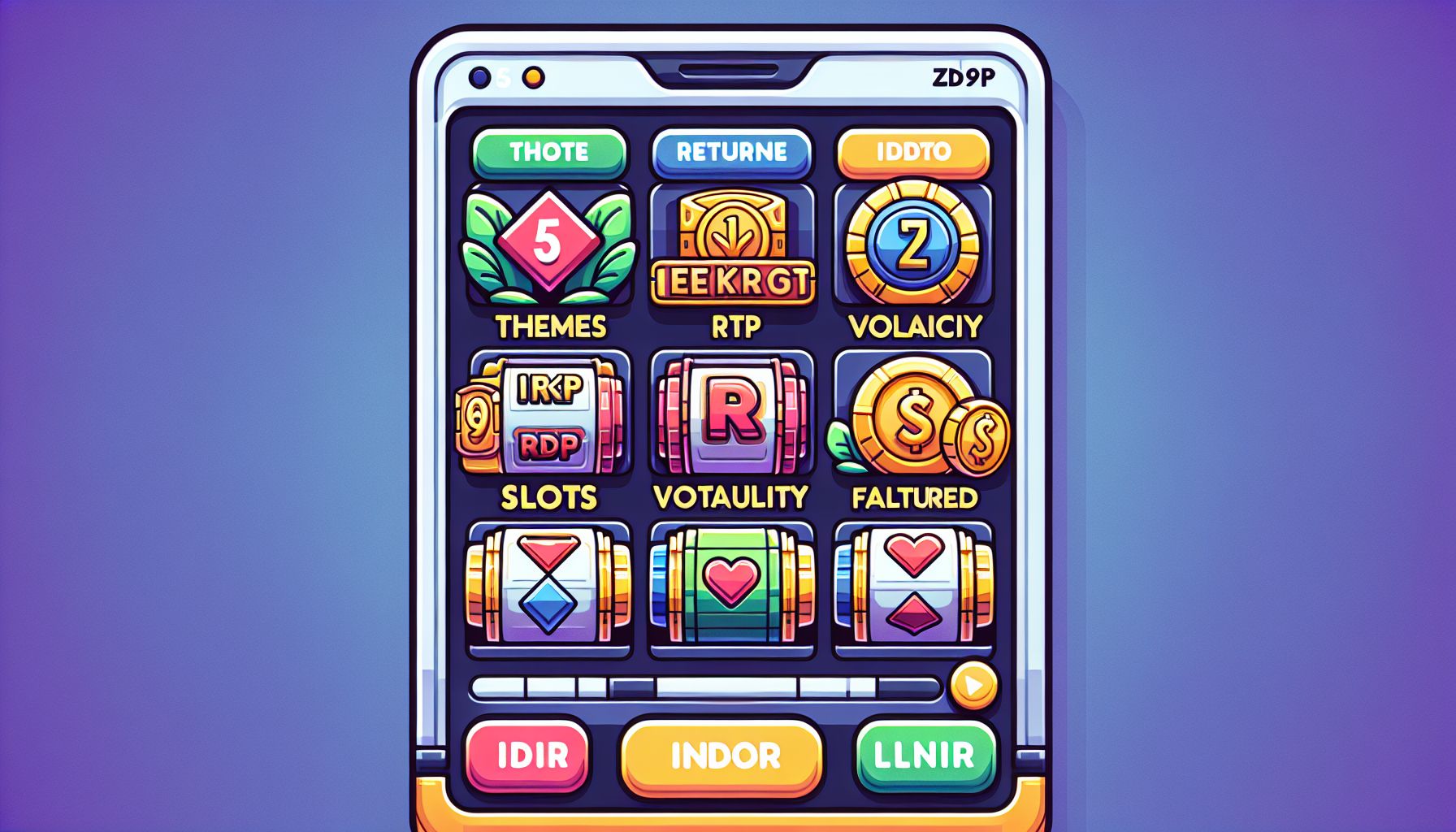 Wide visual of a mobile-friendly slot lobby with categories and featured games